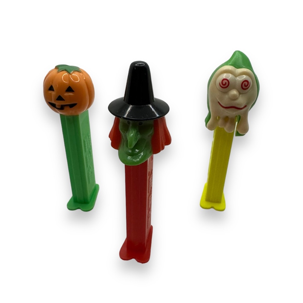 Vintage Halloween PEZ Dispensers LOT OF THREE 1990s Witch Pumpkin Slime Monster